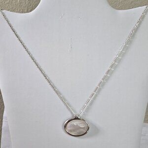 Sterling Silver Mother-of-Pearl Pendant with 20" Figaro Chain